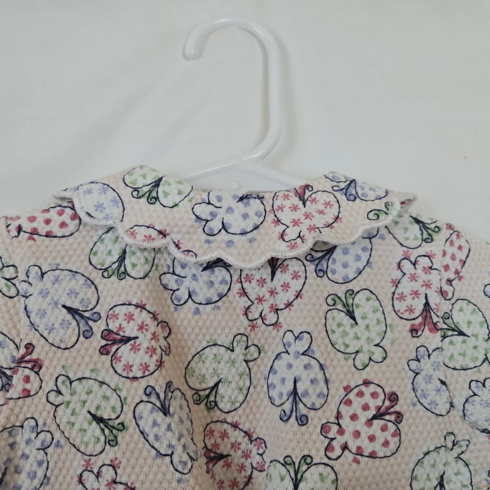 Talbots Kids‎ Vtg Baby Girl Pink Multicolor Butterfly Peter Pan Collar Romper 6M